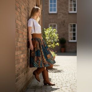 Vintage Western Chic Midi button down skirt